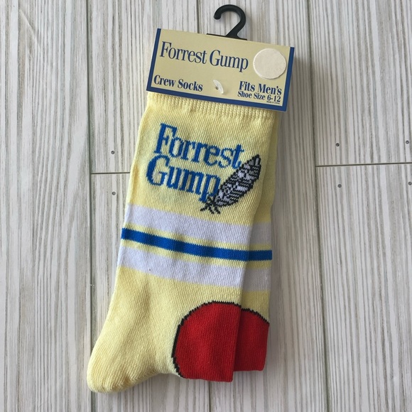 3/$10  FORREST GUMP Novelty Crew Socks with feather and ping pong paddle - Picture 1 of 4